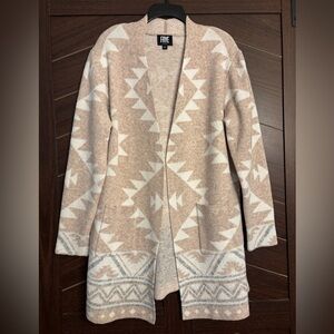 Frye Aztec print open front cardigan size large EUC